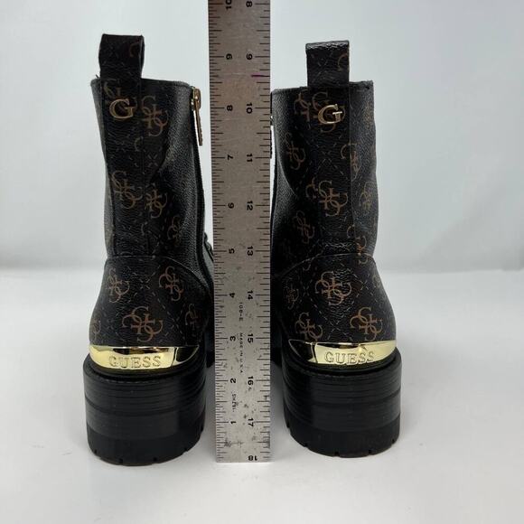 Guess Women's GW Fearne Combat Boots Size 9.5  Black & Gold Chunky Sole - Picture 11 of 15